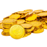 Liatunou gold coins 100pcs pack for treasure hunts and party decor.