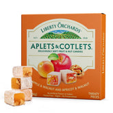 Liberty Orchards Aplets & Cotlets gift box front view, premium chewy fruit-and-nut candy.