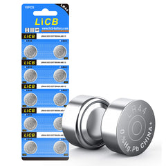 LiCB LR44 batteries 10-pack for watches and small gadgets.