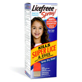 Licefreee spray bottle for kids' hair treatment with on-contact action.