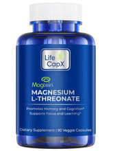 Life Capx Magtein capsules bottle highlights high-absorption magnesium for cognitive support.