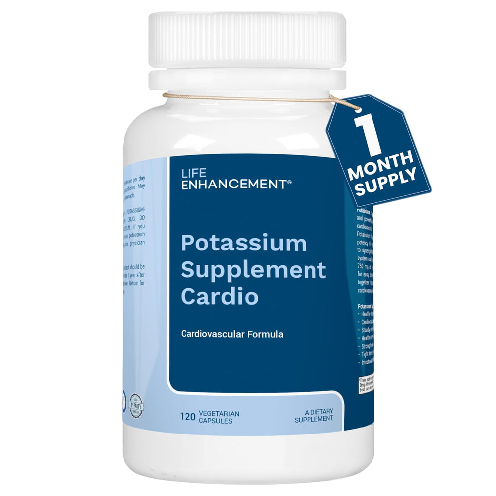 Life Enhancement Cardio bottle showing 120 capsules for heart and muscle support.