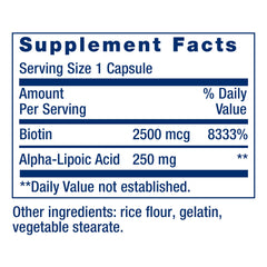 Life Extension Alpha-Lipoic Acid with Biotin tablets show added energy support.