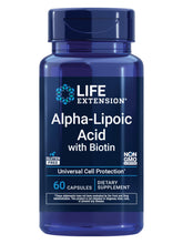 Life Extension Alpha-Lipoic Acid bottle front highlighting the brand and antioxidant support.