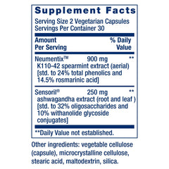 Life Extension Ashwagandha Plus ingredients table emphasizes purity and potency.