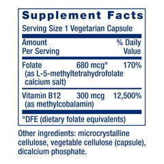 Life Extension BioActive Folate B12 bottle pour illustrating easy daily dosage.