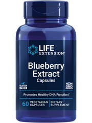 Life Extension Blueberry Extract Capsules bottle on shelf, supporting cognitive wellness and daily health.