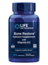 Life Extension Bone Restore bottle and capsules showing bone support in use.