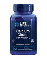 Life Extension Calcium Citrate bottle front view highlighting bone support with vitamin D3.