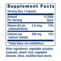 Life Extension Calcium Citrate with vitamin D3 pill close-up indicating enhanced absorption.