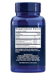 Close-up of Life Extension Cognitex Basics label highlighting ingredients and dosages.