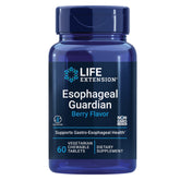 Life Extension Esophageal Guardian tablets shown, berry-flavored chewables for easy daily relief.