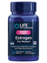 Life Extension Estrogen for Women bottle front displaying hormone-free menopause support.