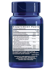 Life Extension Estrogen for Women bottle label close-up highlighting natural ingredients.