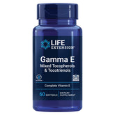 Life Extension Gamma E bottle shows full-spectrum vitamin E for antioxidant support.