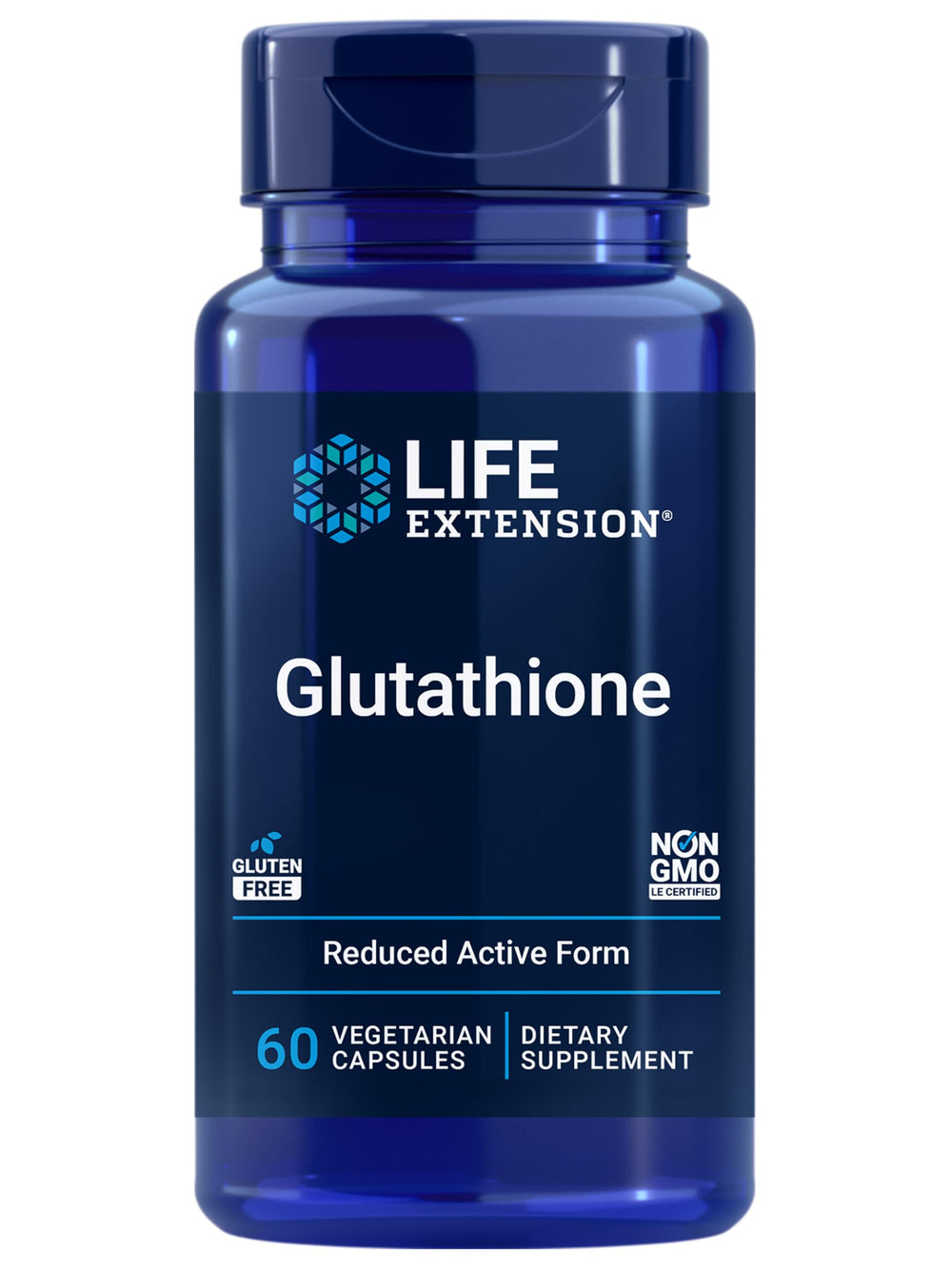 Life Extension Glutathione 500 mg bottle front view for daily antioxidant support