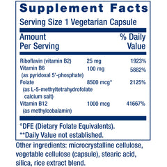 Detail of Life Extension Homocysteine Resist bottle label with ingredient highlights.