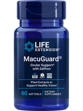 Life Extension MacuGuard Ocular bottle with softgels for daily eye health support.