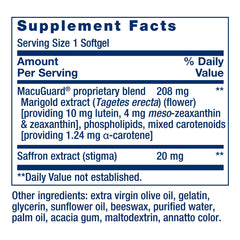 Life Extension MacuGuard Ocular gluten-free label signals purity and quality.