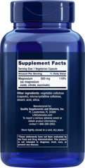 Closeup of Life Extension Magnesium Caps 500mg capsules ready for daily use.