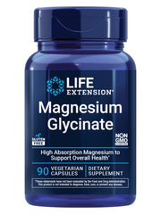 Life Extension Magnesium Glycinate bottle front, showing a highly absorbable supplement.