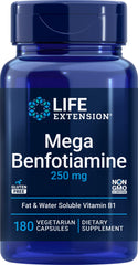 Life Extension Mega Benfotiamine bottle front showing premium B1 supplement