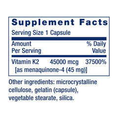 Life Extension Mega Vitamin K2 capsules blister — portable daily dose.