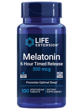 Life Extension Melatonin 6-Hour bottle-front highlights gentle sleep support for restful nights.