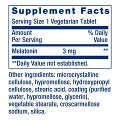 Life Extension Melatonin label closeup emphasizing gluten-free, non-GMO quality