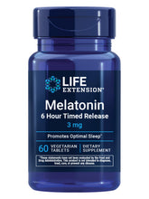 Life Extension Melatonin timed-release bottle showing 6-hour sleep support