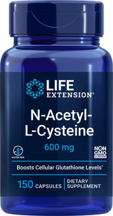 Life Extension NAC 600mg bottle front view for easy daily use and antioxidant support