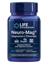 Life Extension Neuro-Mag bottle label highlights magnesium L-threonate for cognitive support