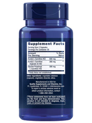 Life Extension Optimized Carnitine capsules closeup highlights compact, easy-to-swallow servings.