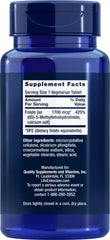 Life Extension Optimized Folate tablets close-up showing 5-MTHF form.