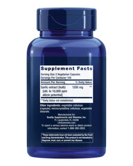 Life Extension Optimized Garlic close-up emphasizes 1,200 mg extract for immune and cardiovascular support.