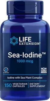 Life Extension Sea-Iodine 1000 mcg bottle close-up for iodine support.