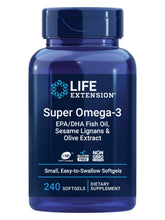 Life Extension Super Omega-3 bottle on display, supporting heart and brain health.