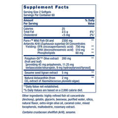 Krill oil softgels image emphasizing joint comfort and cognitive support.