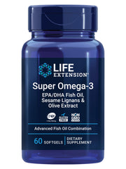 Life Extension Super Omega-3 softgels closeup for heart and brain health support.