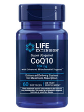 Life Extension Super Ubiquinol bottle front: supports heart health and cellular energy.