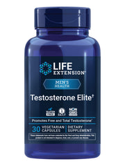 Life Extension Testosterone Elite bottle with capsules for daily support of testosterone levels