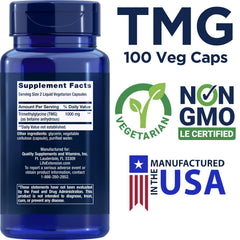 Life Extension TMG capsules: vegetarian capsules for potential holistic support.