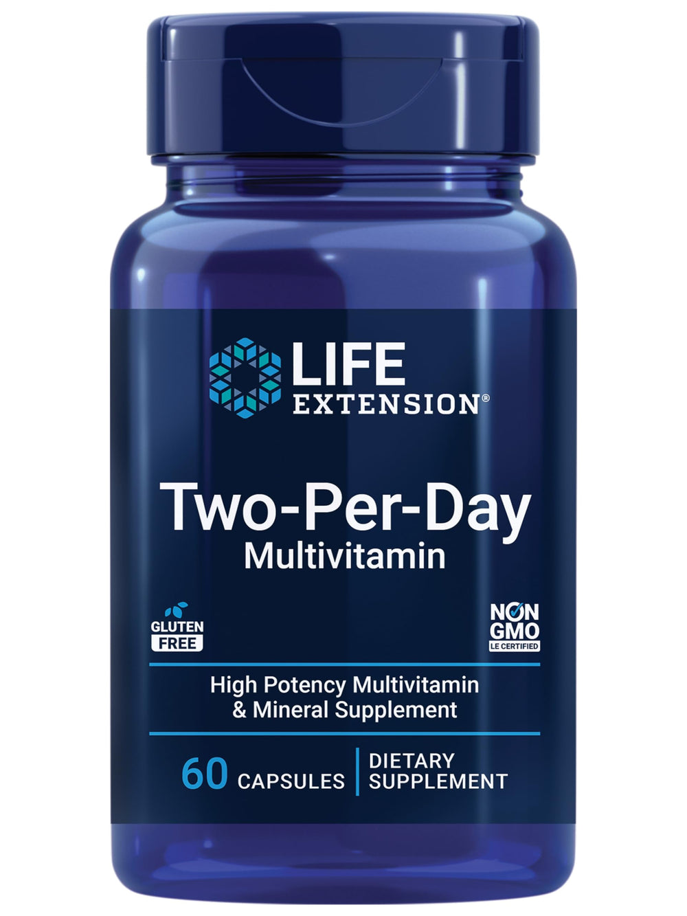 Life Extension Two-Per-Day bottle front view for daily nutrition