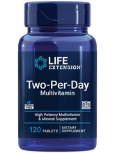 Life Extension Two-Per-Day multivitamin bottle front promoting daily wellness