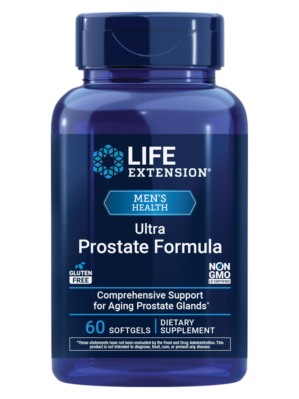 Life Extension Ultra Prostate bottle close-up highlighting daily prostate health support
