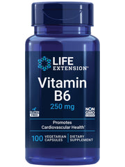 Life Extension Vitamin B6 250 mg bottle front view for high-potency supplement