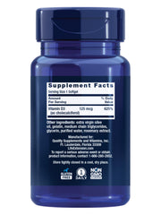 Life Extension Vitamin D3 softgels close-up for daily wellness.