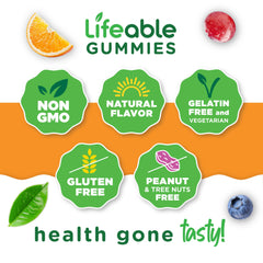 Close-up of chewy texture and strawberry flavor of Lifeable B6 Gummies.