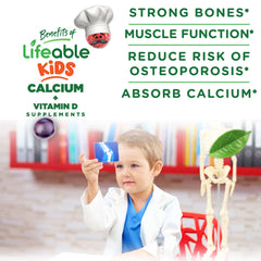 Lifeable Calcium D3 nutrition facts label image emphasizes 500 mg calcium per serving.