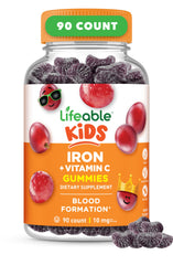 Lifeable iron gummies for kids in a bottle with 10 mg per serving.